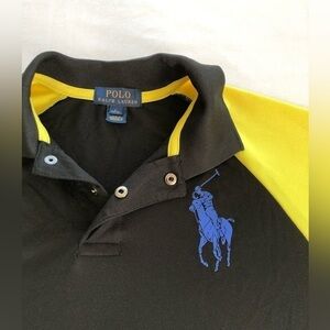 Ralph Lauren Sport Polo Boys Shirt With Oversized Polo Logo. Bright Yellow/Blk 3